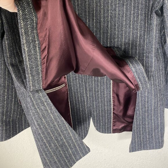 S. Cohen Prestige Cashmere Wool Blend Varsity Blazer Jacket 44 Tall Gray Pinstri - Picture 11 of 16